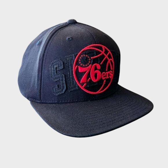 Mitchell & Ness Black Red NBA Philadelphia 76ers Double Triple Classic S… - Picture 1 of 6